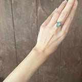 【リング】アクアマリンガラス　クリスタル　K18GF 13号　60年代イギリス