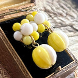 【イヤリング】レモン×ホワイト　セルロイド　スイング　60’sUSA