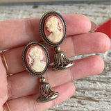 【イヤリング】カメオ　クラシカル　ベルチャーム　コラージュ　60’sフランス