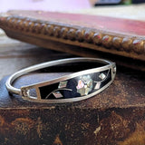 【バングル】ALPACA社　メキシコ　螺鈿細工　シェル　silver 70'sメキシコ