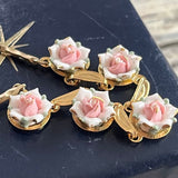 【ネックレス】ポーセリン　陶磁器　ローズ　薔薇　ロマンチック　60’sフランス