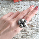 【リング】バラ　ローズ　立体的　ボリューム　70’sフランス