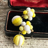 【イヤリング】レモン×ホワイト　セルロイド　スイング　60’sUSA
