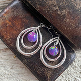 【ピアス】Monet モネ　2連ドロップ　雫　京都オパール　人工オパール　80’s USA
