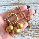 【ネックレス】ANNE KLEIN アンクライン　マットゴールド玉　ロング　90’s USA