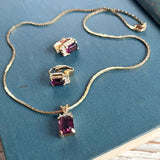 【セット】アメジストガラス　エメラルドカット　90’sUSA