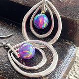 【ピアス】Monet モネ　2連ドロップ　雫　京都オパール　人工オパール　80’s USA
