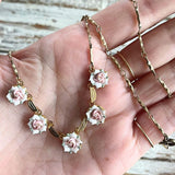 【ネックレス】ポーセリン　陶磁器　ローズ　薔薇　ロマンチック　60’sフランス