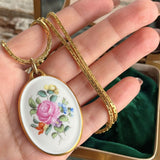 【ペンダント】AUGARTEN 磁器　花柄　ローズ　1960オーストリア