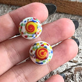 【イヤリング】蜻蛉玉　とんぼ玉　ベネチアングラス　カラフル　60’s国産
