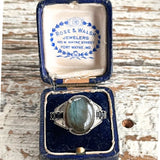 【リング】ラブラドライト　Labradorite　316LSS オニキス　ミルグレイ　90’sイギリス