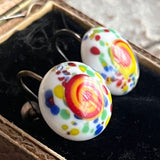 【イヤリング】蜻蛉玉　とんぼ玉　ベネチアングラス　カラフル　60’s国産