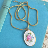 【ペンダント】AUGARTEN 磁器　花柄　ローズ　1960オーストリア