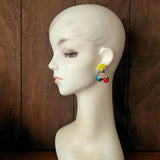 【イヤリング】カラフル　キッチュ　コラージュ　アシンメトリー　60’sフランス