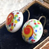 【イヤリング】蜻蛉玉　とんぼ玉　ベネチアングラス　カラフル　60’s国産