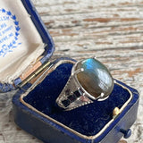 【リング】ラブラドライト　Labradorite　316LSS オニキス　ミルグレイ　90’sイギリス
