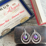 【ピアス】Monet モネ　2連ドロップ　雫　京都オパール　人工オパール　80’s USA