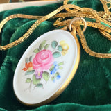 【ペンダント】AUGARTEN 磁器　花柄　ローズ　1960オーストリア