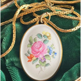 【ペンダント】AUGARTEN 磁器　花柄　ローズ　1960オーストリア