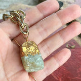 【ブレス】翡翠　チェーン　原石　ゴールドチェーン　80’s USA