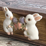【ピアス】ウサギ　rabbit 花を持つウサギ　MJ社　 60’sUSA