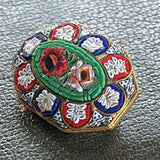 【ブローチ】マイクロモザイク　八角形　オクタゴン　70’sイタリア