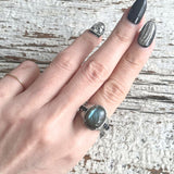 【リング】ラブラドライト　Labradorite　316LSS オニキス　ミルグレイ　90’sイギリス