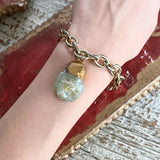 【ブレス】翡翠　チェーン　原石　ゴールドチェーン　80’s USA