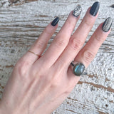 【リング】ラブラドライト　Labradorite　316LSS オニキス　ミルグレイ　90’sイギリス