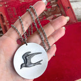 【ネックレス】Towle pewter ツバメ　ベニアジサシ　ピューター製　メダリオン　70'sUSA