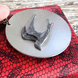 【ネックレス】Towle pewter ツバメ　ベニアジサシ　ピューター製　メダリオン　70'sUSA