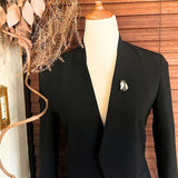 【ブローチ】馬 Horse Head ブラック×グレー　ゴールド鬣　　60'sフランス
