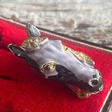 【ブローチ】馬 Horse Head ブラック×グレー　ゴールド鬣　　60'sフランス
