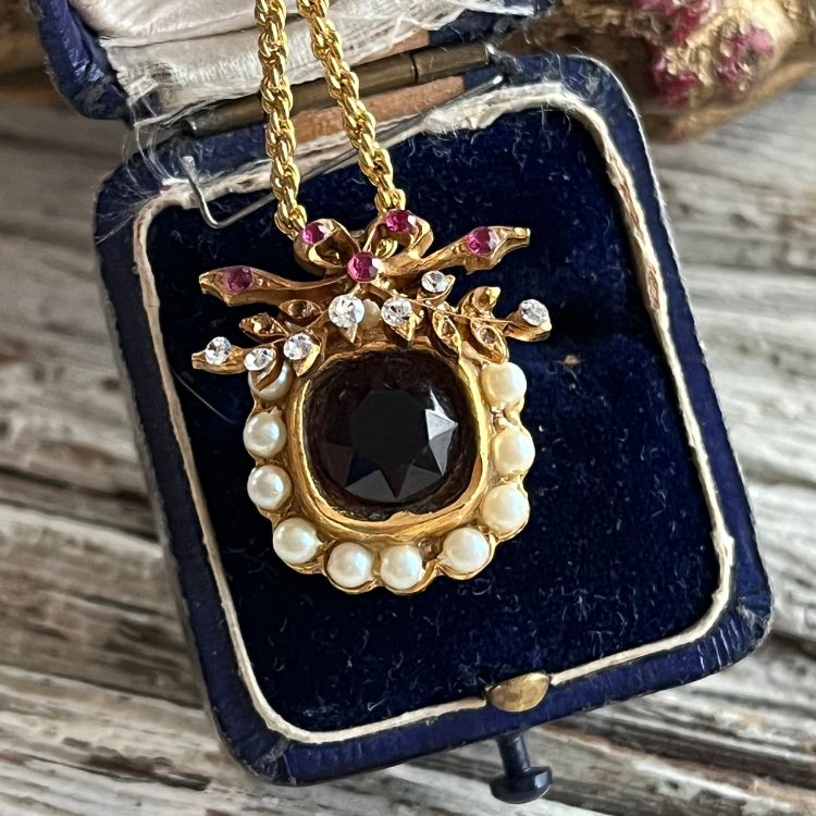 ヨーロッパアンティーク◆ヴィクトリアン シードパール 七宝 ペンダントトップ ヨーロッパアンティーク◇ヴィクトリアン シードパール 七宝