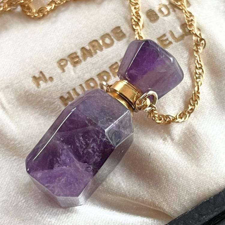18k刻印あり アメジスト ~パープル香水ボトルネックレス