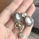 【ピアス】カメオ　cameo アシンメトリー　800刻印　30'sイギリスvintage