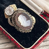【ピアス】カメオ　cameo アシンメトリー　800刻印　30'sイギリスvintage