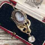 【ピアス】カメオ　cameo アシンメトリー　800刻印　30'sイギリスvintage