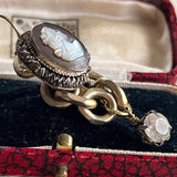 【ピアス】カメオ　cameo アシンメトリー　800刻印　30'sイギリスvintage