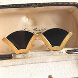 【イヤリング】Karl Lagerfeld カールラガーフェルド　ブラック　扇90’sフランス