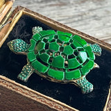 【ブローチ】カメ　亀　　turtle  70’sフランス　甲羅　ミニブローチ　