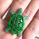 【ブローチ】カメ　亀　　turtle  70’sフランス　甲羅　ミニブローチ　