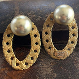 【ピアス】MIRIAM HASKELL ミリアムハスケル　オーバル透かし　ビッグパール　70’s USA