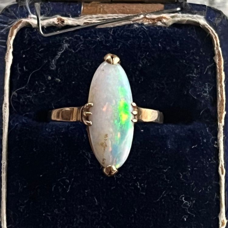 ☆ 【昭和レトロ】K18 キラキラ✨ オパール 千本透かし 10.5号 3.2g