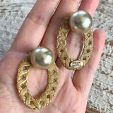 【ピアス】MIRIAM HASKELL ミリアムハスケル　オーバル透かし　ビッグパール　70’s USA