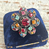 【ブローチ】カラフル　花　マルチカラー　フラワーブローチ　60’sイギリス