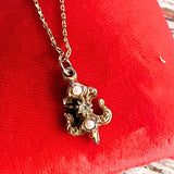 【ネックレス】紋章　パール　ロングネックレス　50’sフランス　