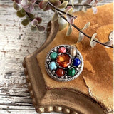 【ブローチ】MIRACLE  ミラクル社　7つの石　オリエンタル　70’sイギリス