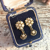 【ピアス】天然石　花　ミニ　スイング　70’sフランス