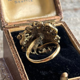 【リング】パール　透かし　ボタニカル　アール・ヌーヴォー　70’sフランス